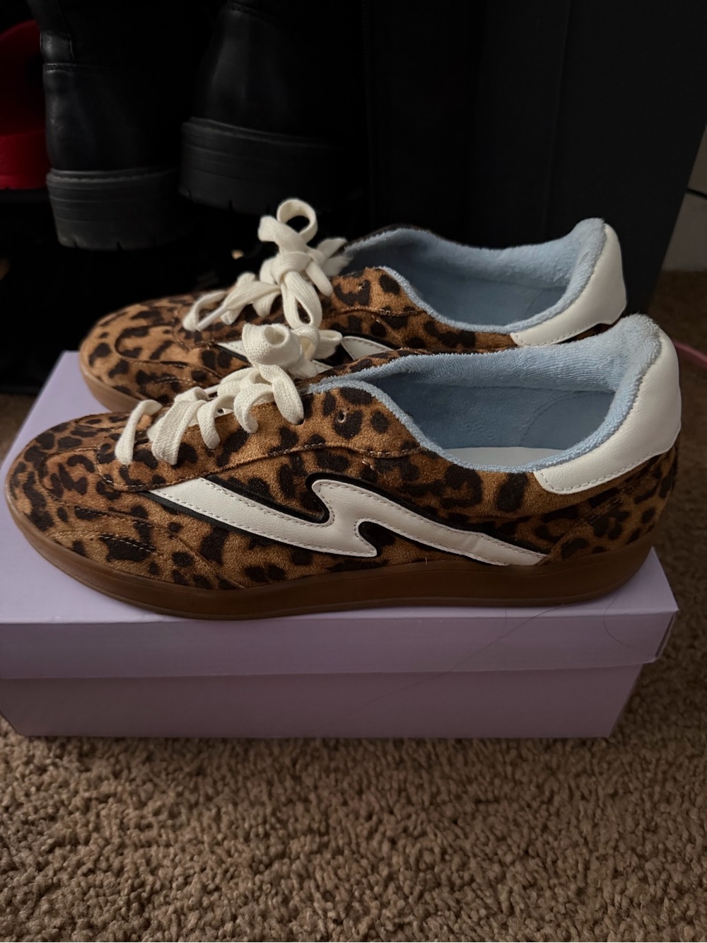 Steve Madden Leopard Print Sneakers in Brown and White